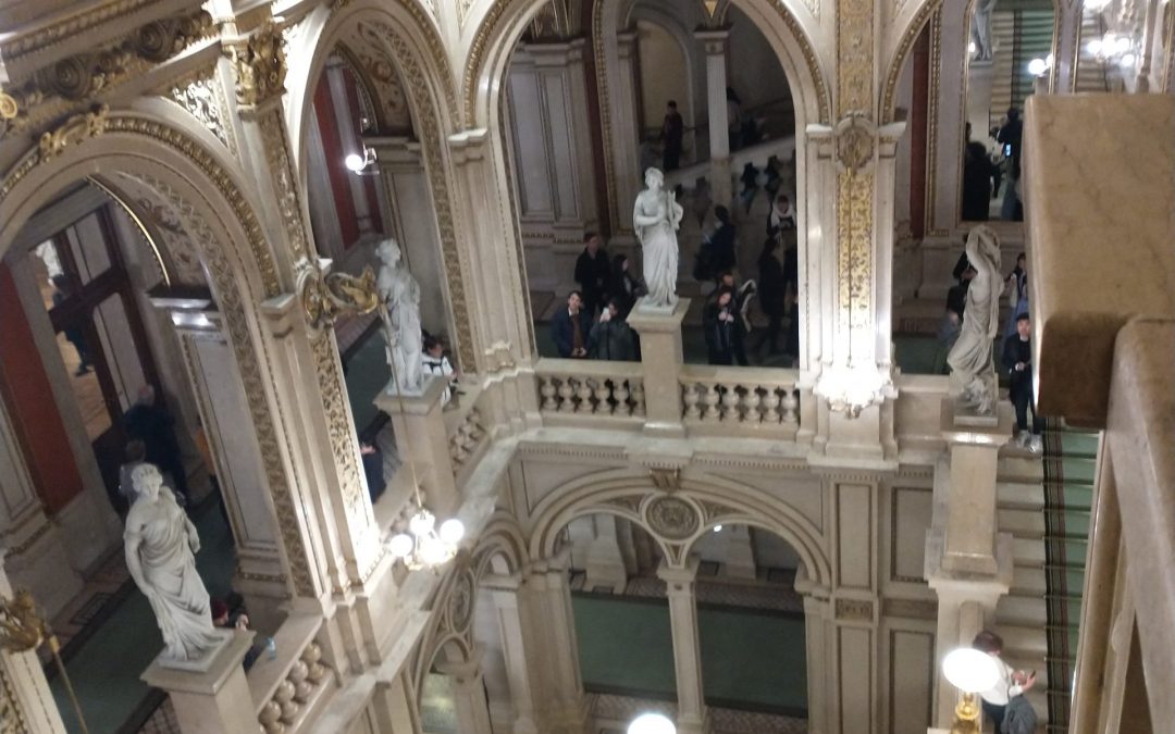 Posing on the steps of the Opera