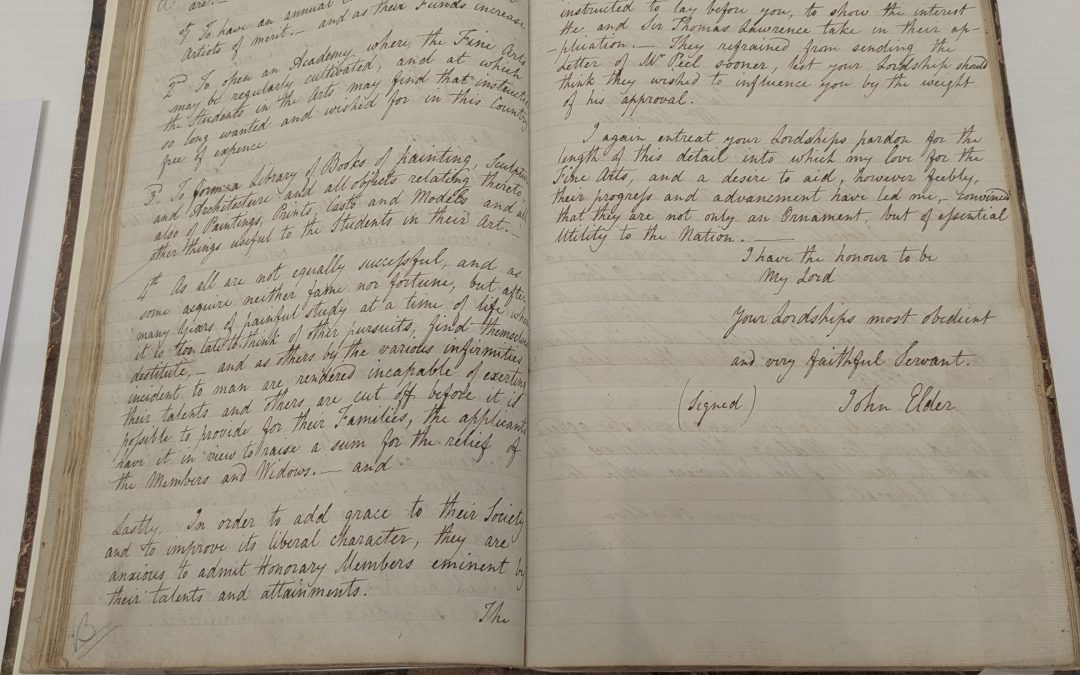 A letter in the Royal Scottish Academy’s archive